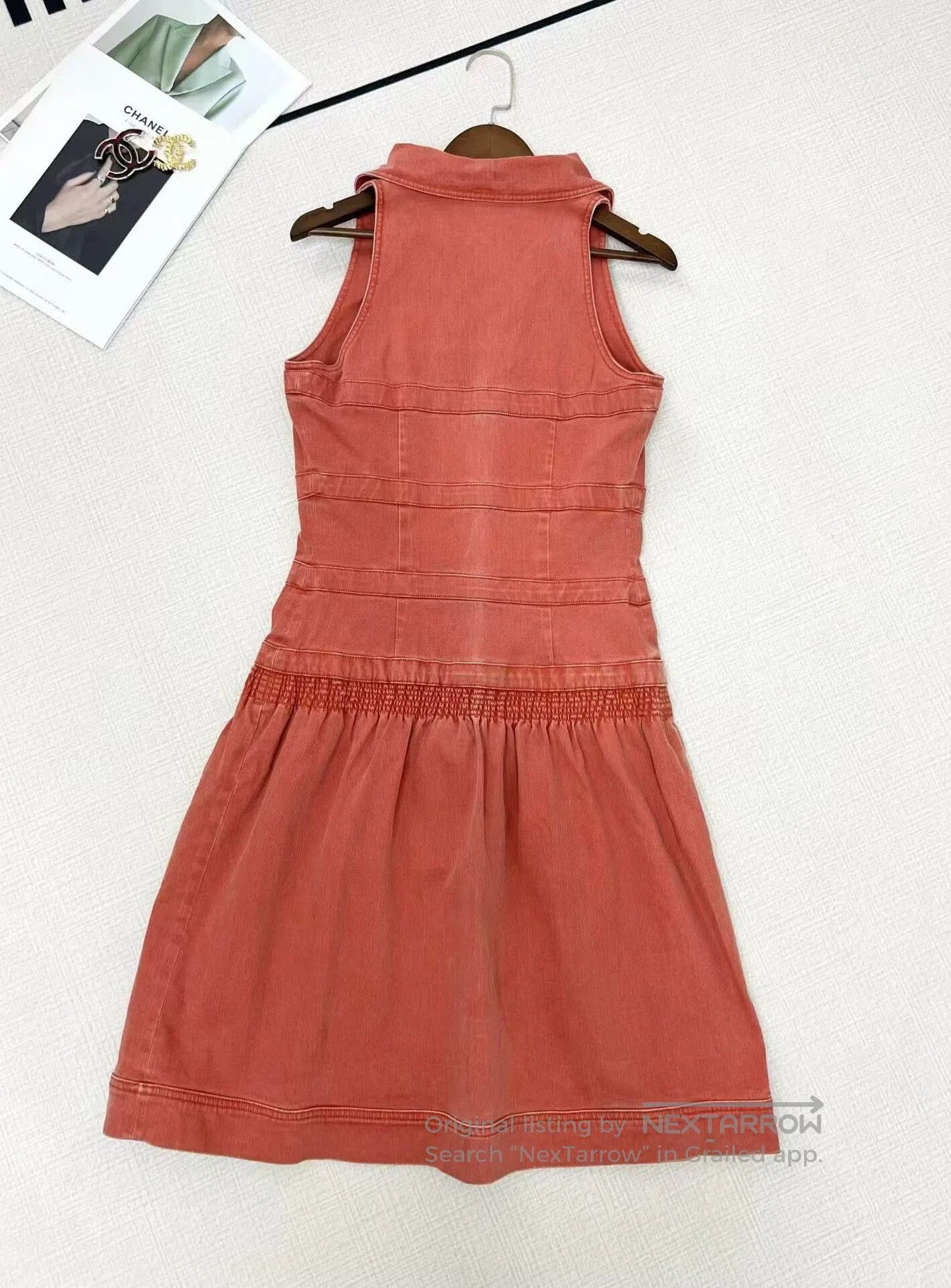Chanel Chanel Denim Dress in Coral Color. Size 37" - 6 Thumbnail