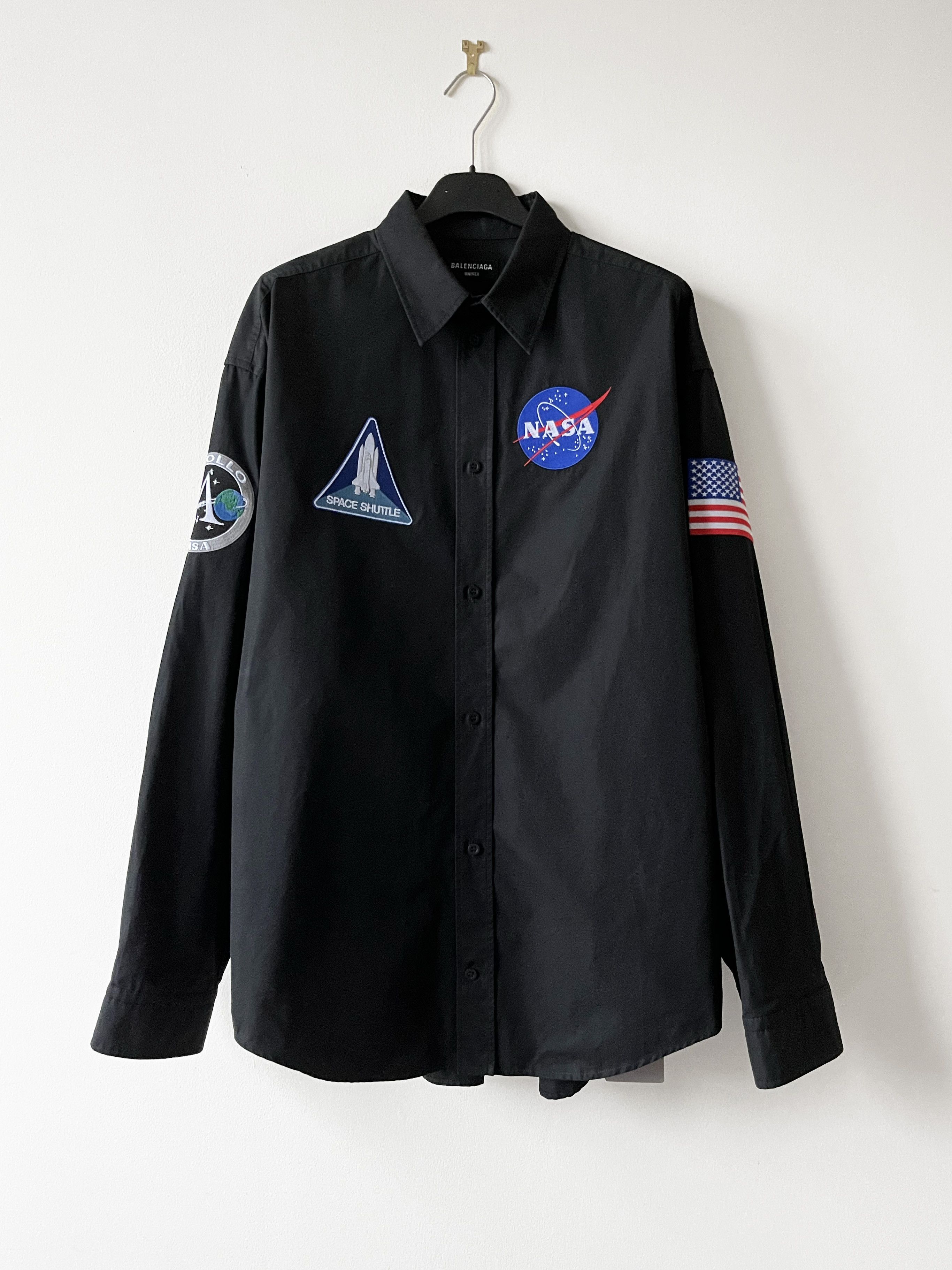 image of Balenciaga Nasa Button Shirt in Black, Men's (Size Small)