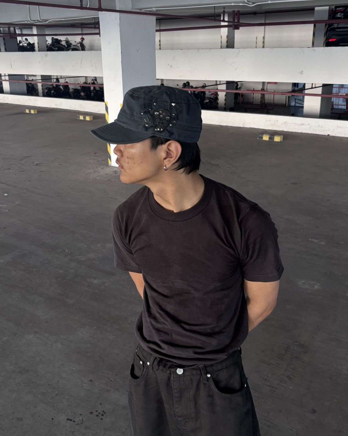 If Six Was Nine × Japanese Brand × Le Grande Bleu (L.G.B.) 2000s Skull Studed Cadet Hat Japan Size ONE SIZE - 2 Thumbnail
