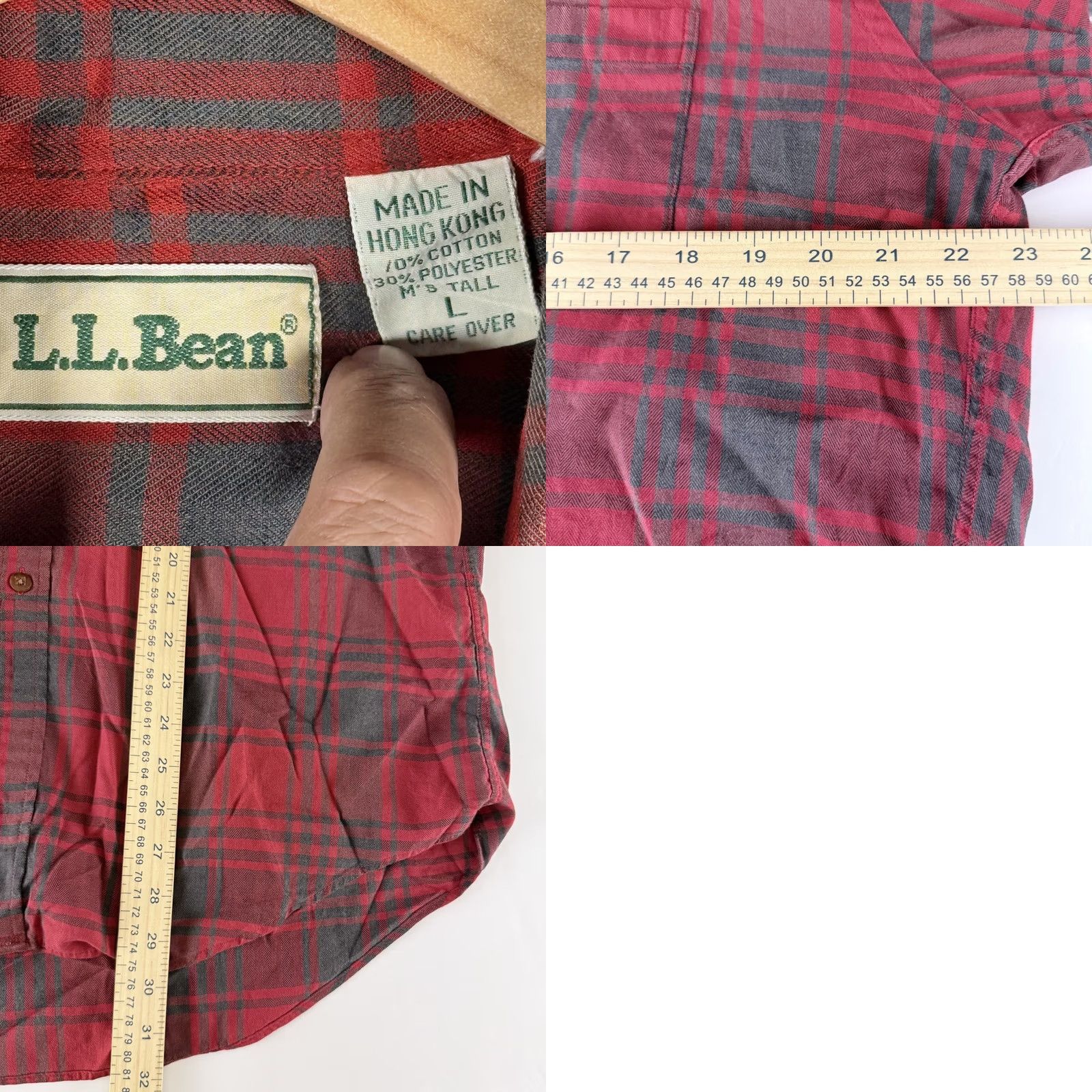 Vintage VNTG L.L.Bean Shirt Red Plaid Button Long Sleeve Pockets Classic - LT Mens Size US L / EU 52-54 / 3 - 8 Thumbnail