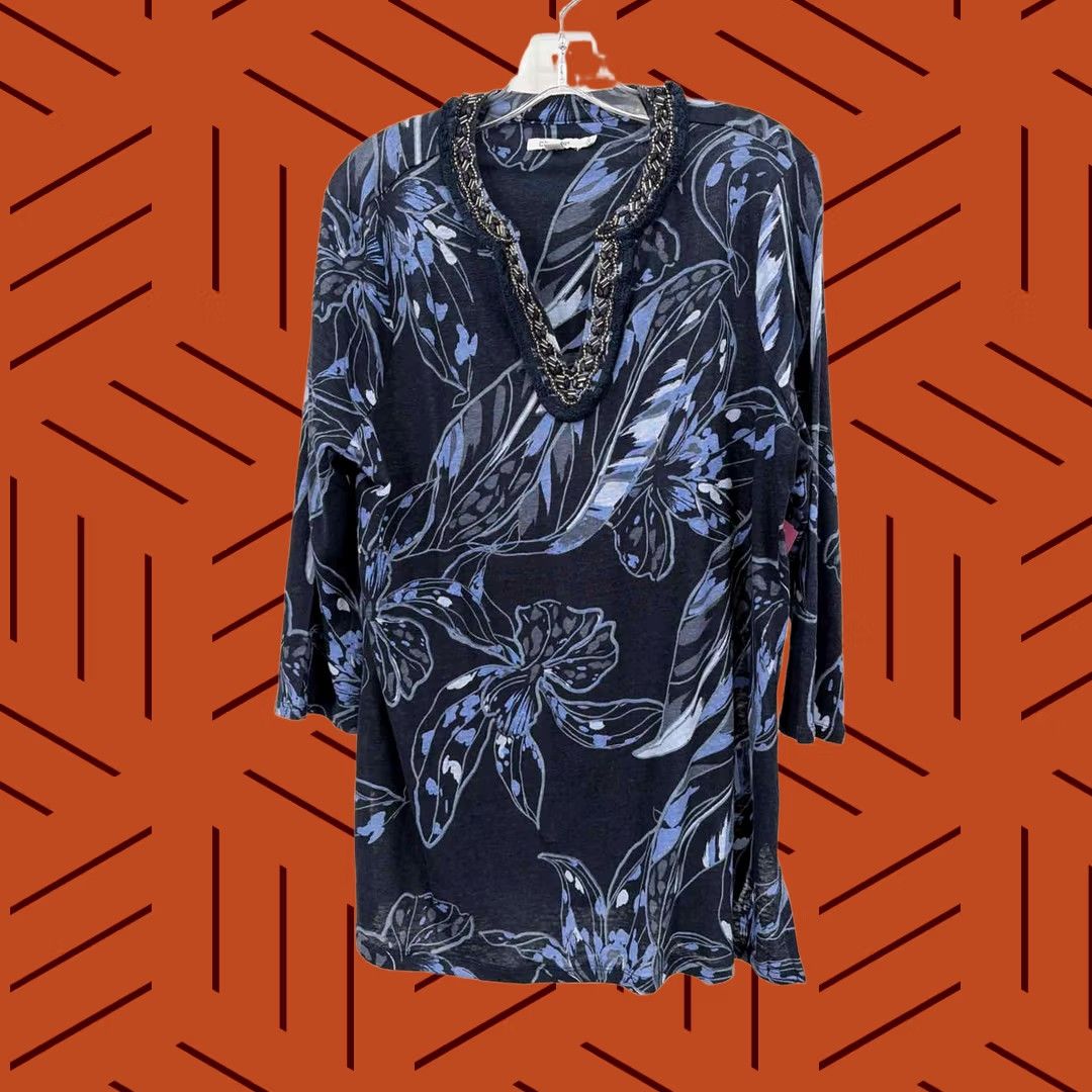 Vintage Chico's Tunic Blouse Navy 2/Large Regular Pre-Owned Kid? Size XS / US 0-2 / IT 36-38 - 1 Thumbnail