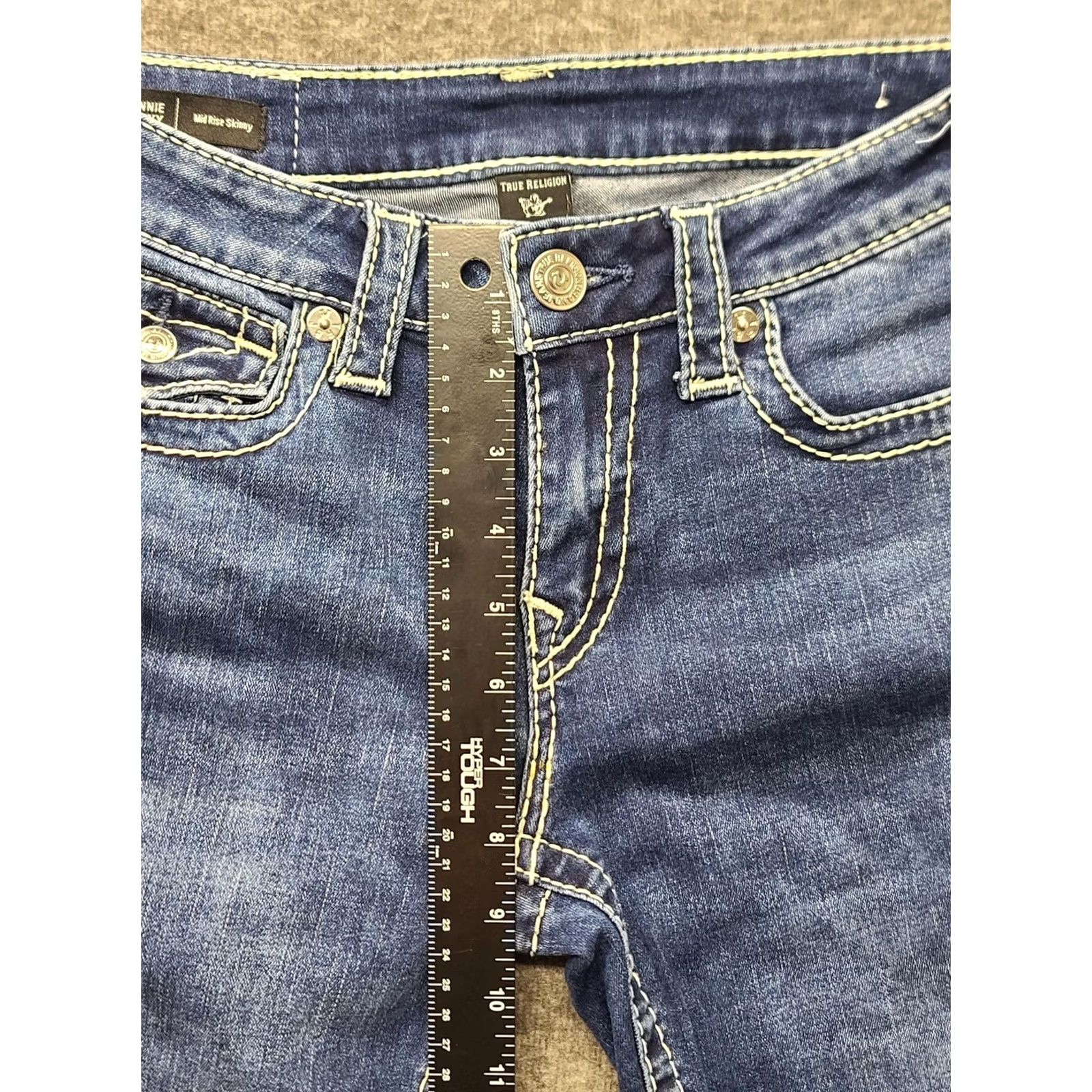 True Religion True Religion Jennie Big T Curvy Mid Rise Skinny Jeans Women 26x28 Blue Stretch Denim 5-Pocket Zipper Size 26" / US 2 / IT 38 - 6 Thumbnail