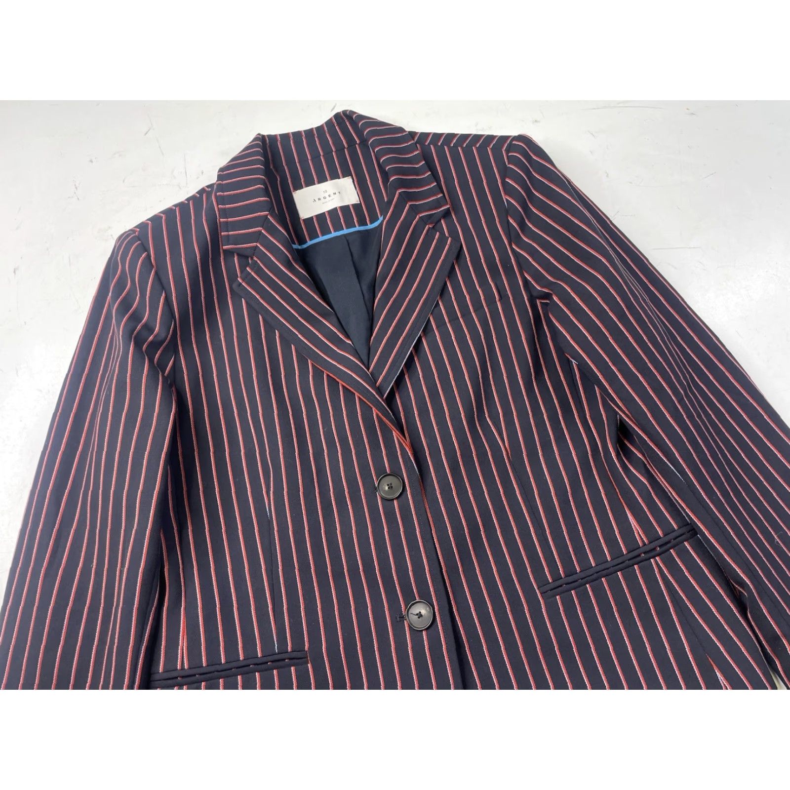 Vintage Argent Workwear Classic Single Breasted Blazer Striped Jacket Womens 12 Size XL / US 12-14 / IT 48-50 - 2 Thumbnail