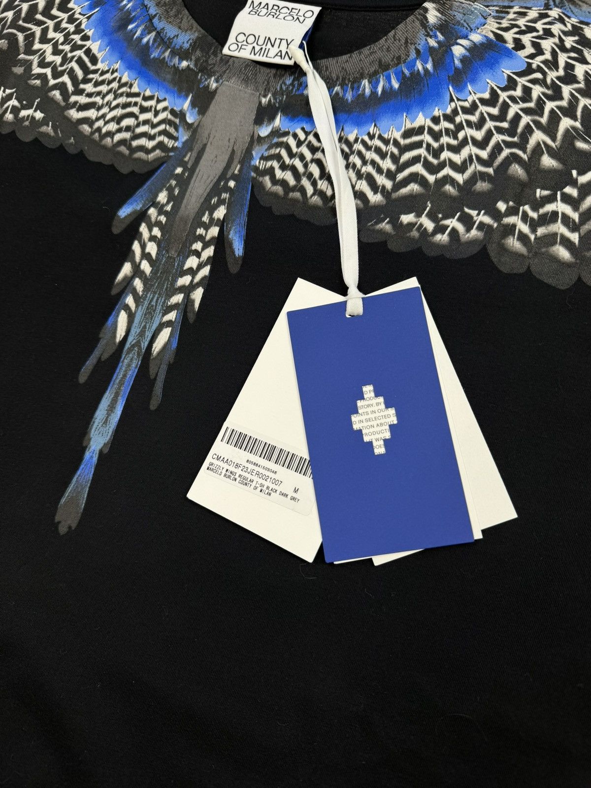 Marcelo Burlon MARCELO BURLON BLACK WING BLUE TEE Size US M / EU 48-50 / 2 - 4 Thumbnail