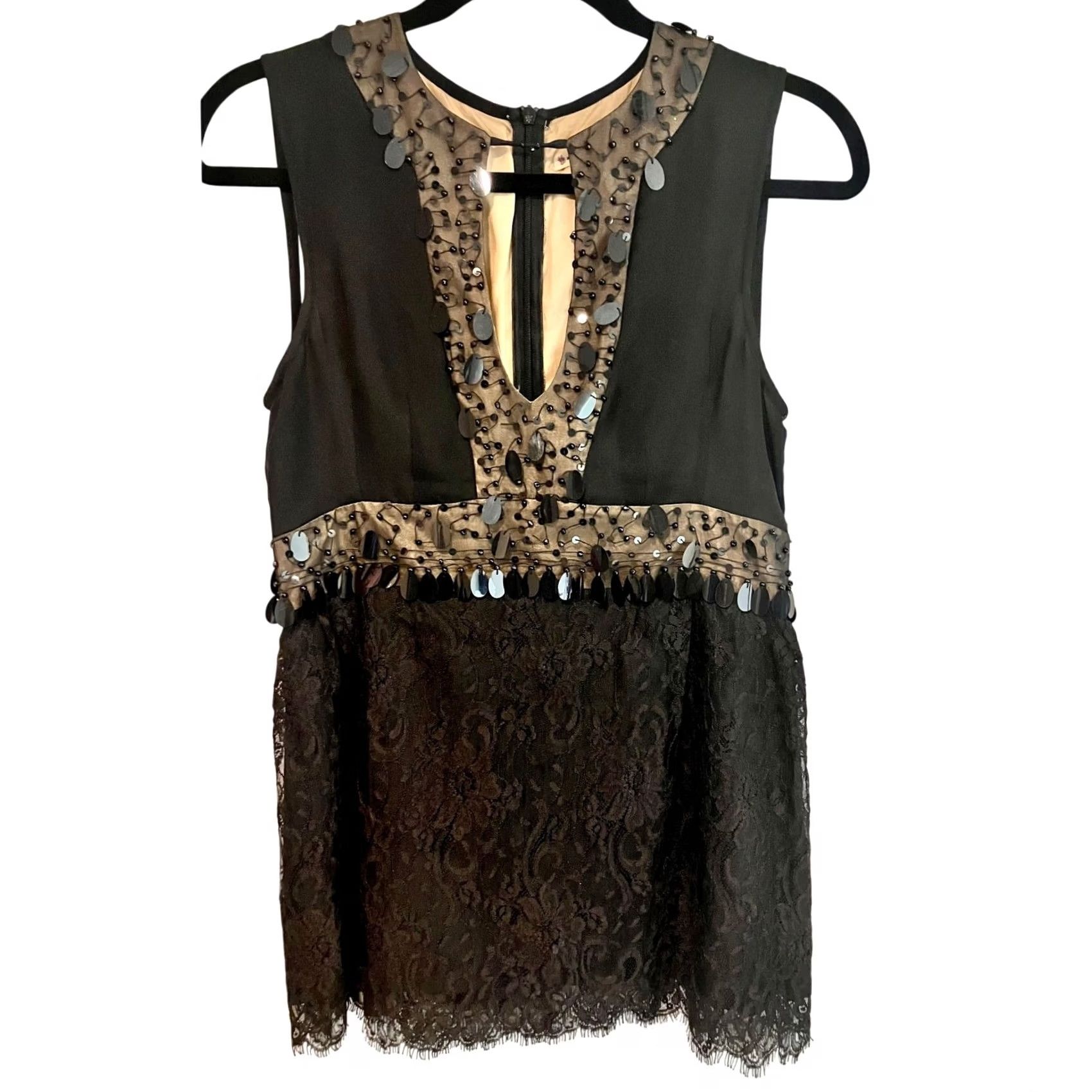 Nanette Lepore Nanette Lepore Blouse Tunic Beaded Silk Black Sleeveless Size 6 Womens Dressy Party/Cocktail Wedding E8 Size M / US 6-8 / IT 42-44 - 2 Thumbnail