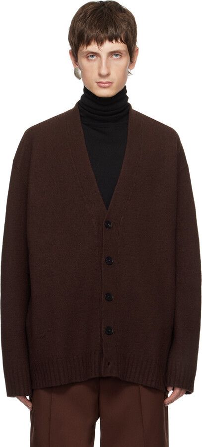 Jil Sander o1y1124 Cardigan in Burgundy Size US M / EU 48-50 / 2 - 1 Thumbnail