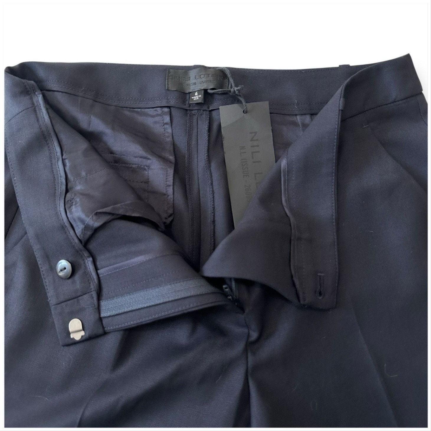 Nili Lotan NILI LOTAN Colmar Wool-blend Twill Slim-leg Pants In Midnigh Size 28" / US 6 / IT 42 - 10 Thumbnail