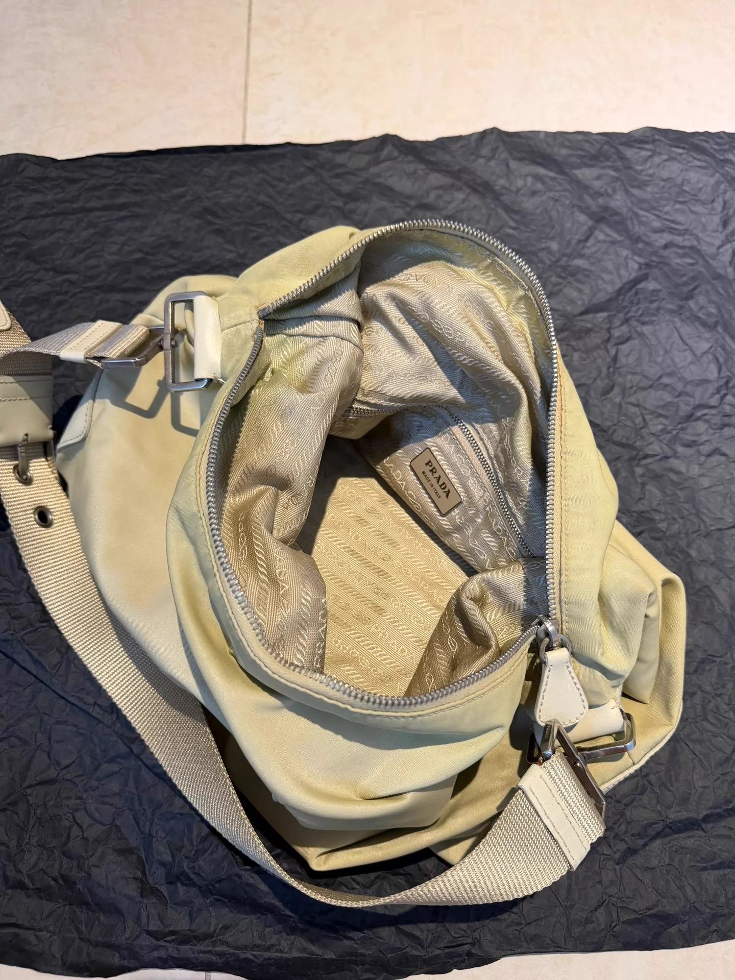Prada Prada Tactical Nylon Beige Rivet Logo Shoulder Bag Unisex Size ONE SIZE - 6 Thumbnail