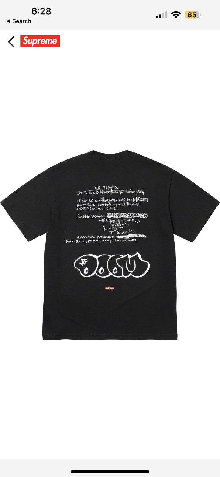 Supreme SUPREME x MF DOOM TEE BLACK | Grailed