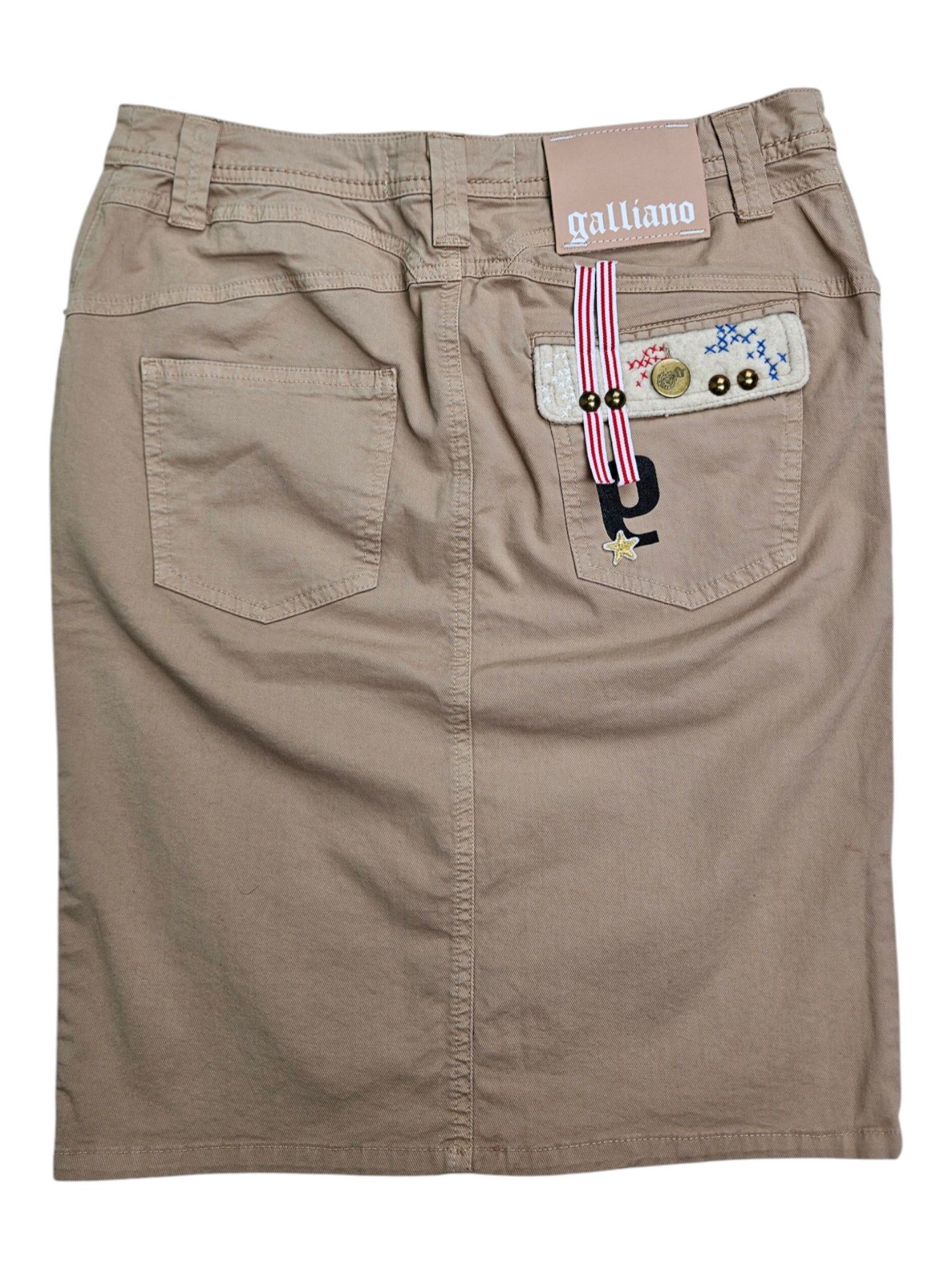 John Galliano Khaki Cotton Twill Skirt Size S / US 4 / IT 40 - 2 Thumbnail