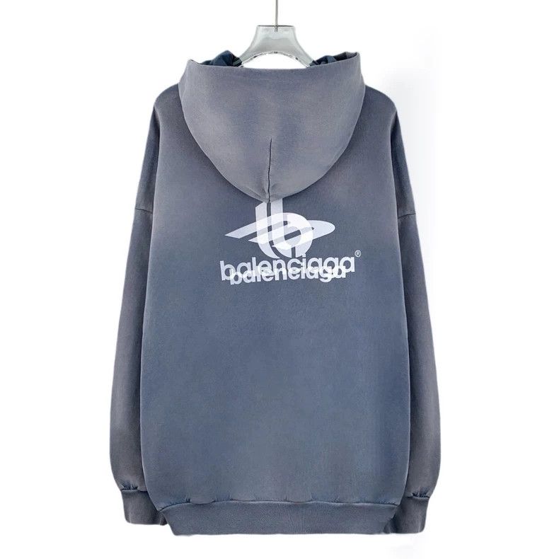 Balenciaga Balenciaga Haze Blue Phantom Overlapping Long Sleeve Hoodi Size US M / EU 48-50 / 2 - 2 Thumbnail