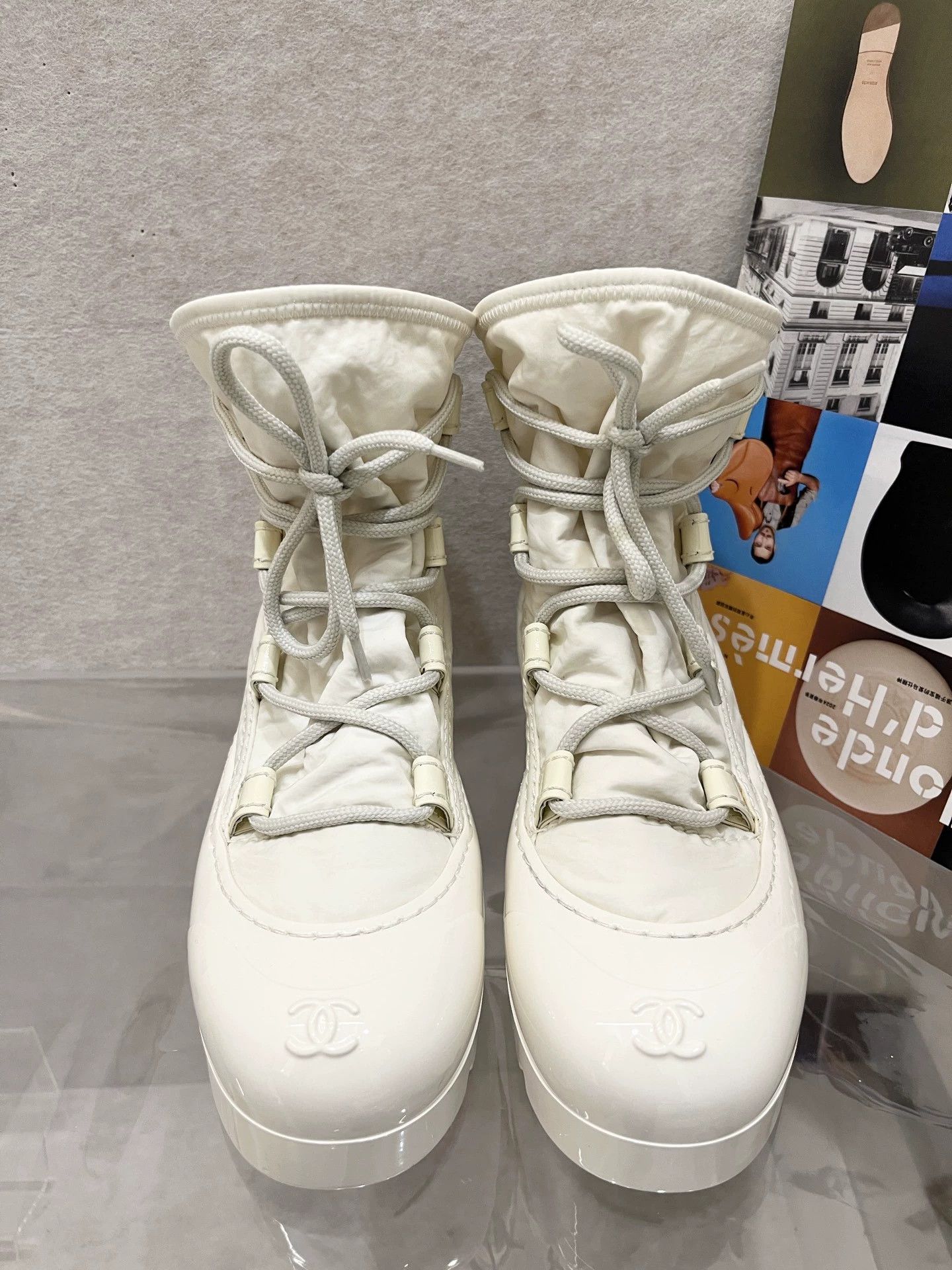 Chanel Chanel white platform boots 37 (glue, discolor, sole wear) Size US 6.5 / IT 36.5 - 1 Thumbnail