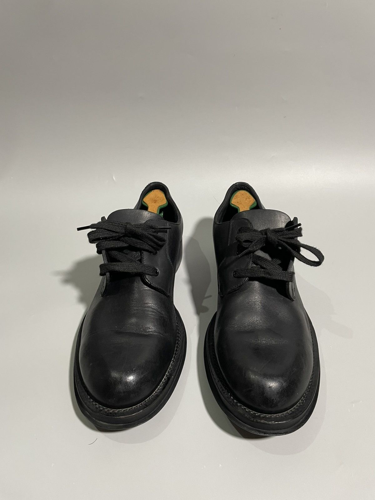 Prada Mens Welt-Sewn Black Leather Lace Up Derby Shoes
