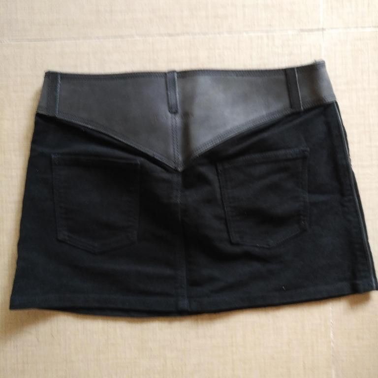 Jean Paul Gaultier Jean Paul Gaultier buckled leather saddle denim skirt Size 26" / US 2 / IT 38 - 2 Thumbnail