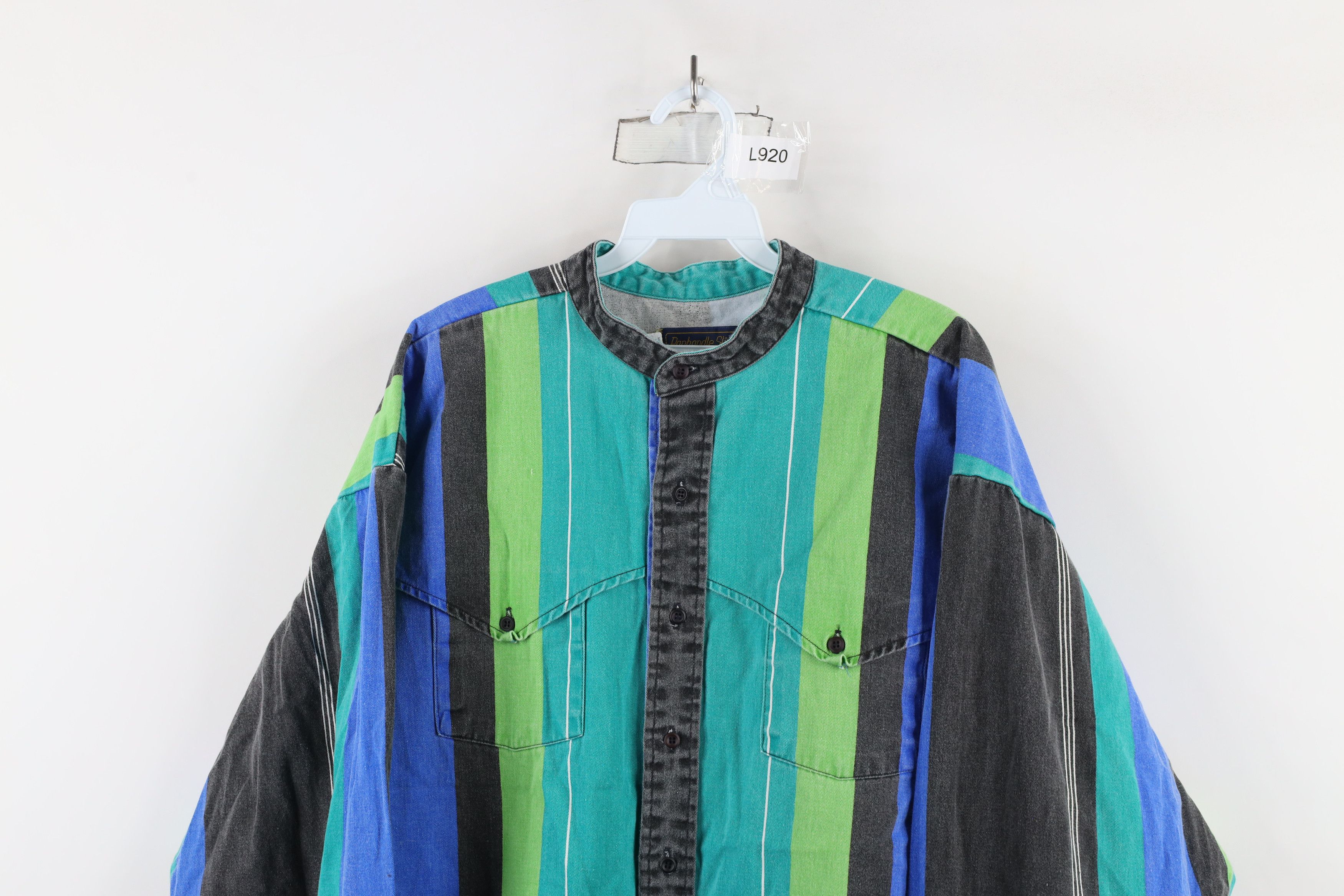 Vintage Vintage 90s Western Cowboy Band Collar Button Shirt USA Size US XL / EU 56 / 4 - 2 Thumbnail