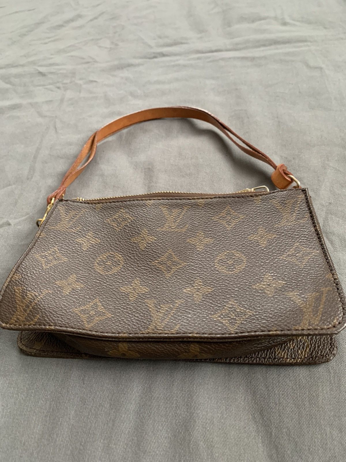 image of Louis Vuitton Brown Monogram Mini Pochette Leather Handbag, Women's