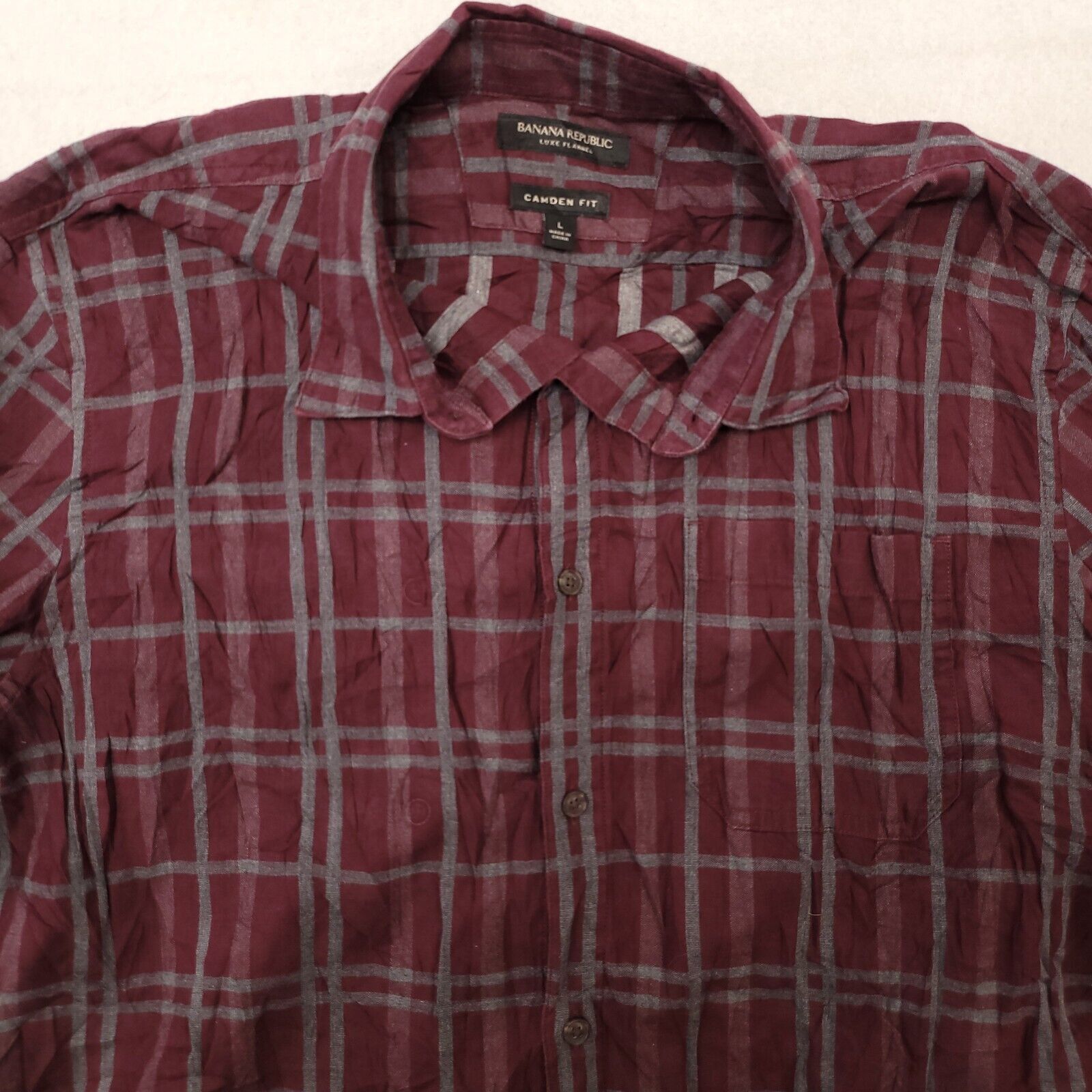 Banana Republic Banana Republic Tartan Flannel Shirt Mens Size L Maroon Gray Size US L / EU 52-54 / 3 - 1 Thumbnail