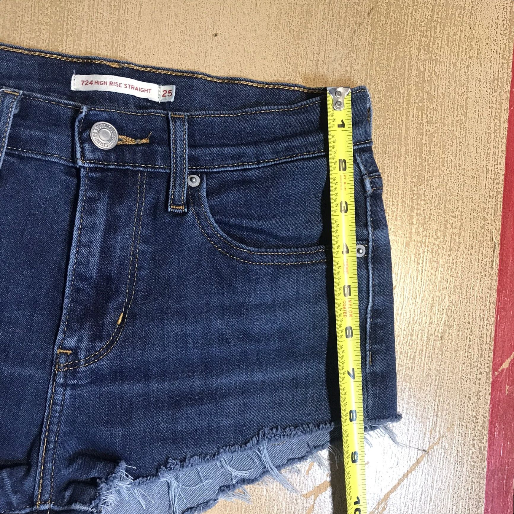 Levi's VINTAGE Levis Zip Fly Shorts Womens Tag 25 724 High Rise Denim Blue Cutoffs 70s 80s 90s Bohemian Classic Festival Womens Jeans Shorts Size 42" / US 20 - 7 Thumbnail