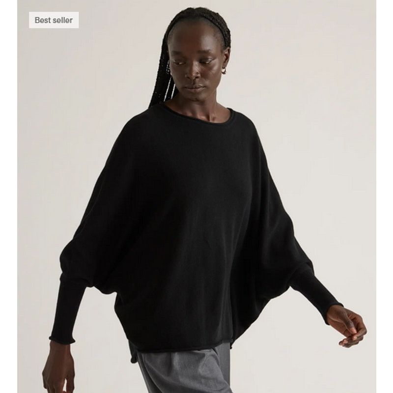 Quince Quince Mongolian Cashmere Batwing Sweater Black S/M Size M / US 6-8 / IT 42-44 - 3 Thumbnail