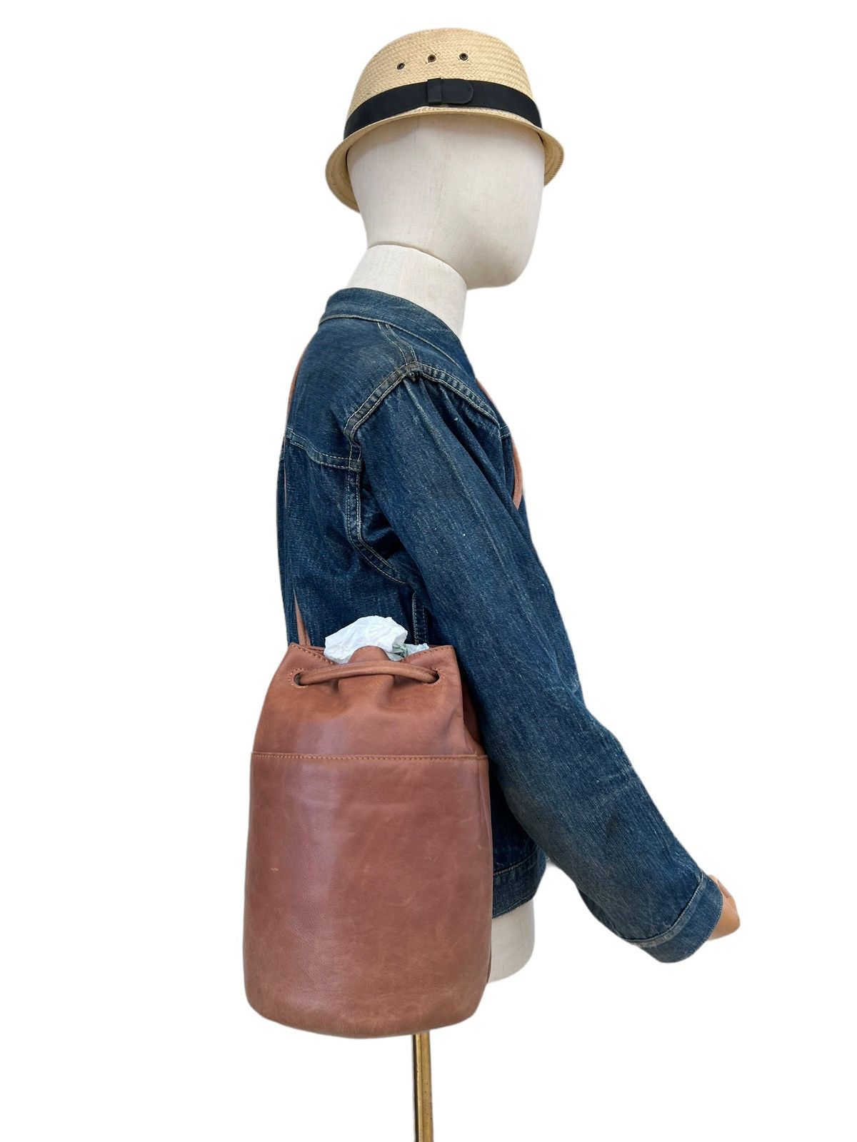 If Six Was Nine × Le Grande Bleu (L.G.B.) GOA Japan Patina Goat Goatskin Leather Bucket Bag Size ONE SIZE - 2 Thumbnail