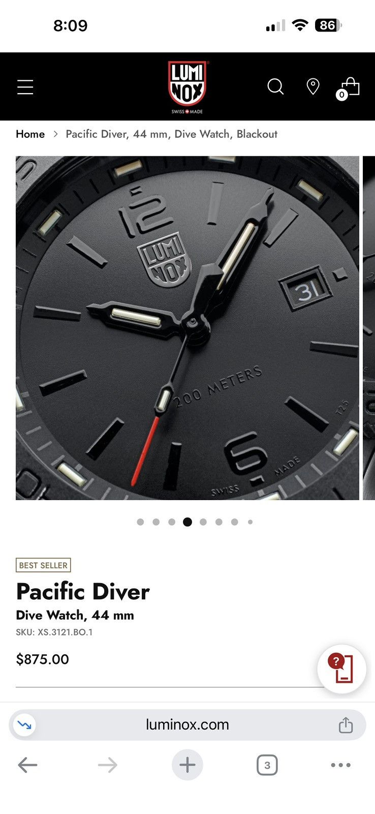 Luminox Luminox Pacific Diver Dive Watch, 44 mm SKU: XS.3121.BO.1 Size 44 - 7 Thumbnail