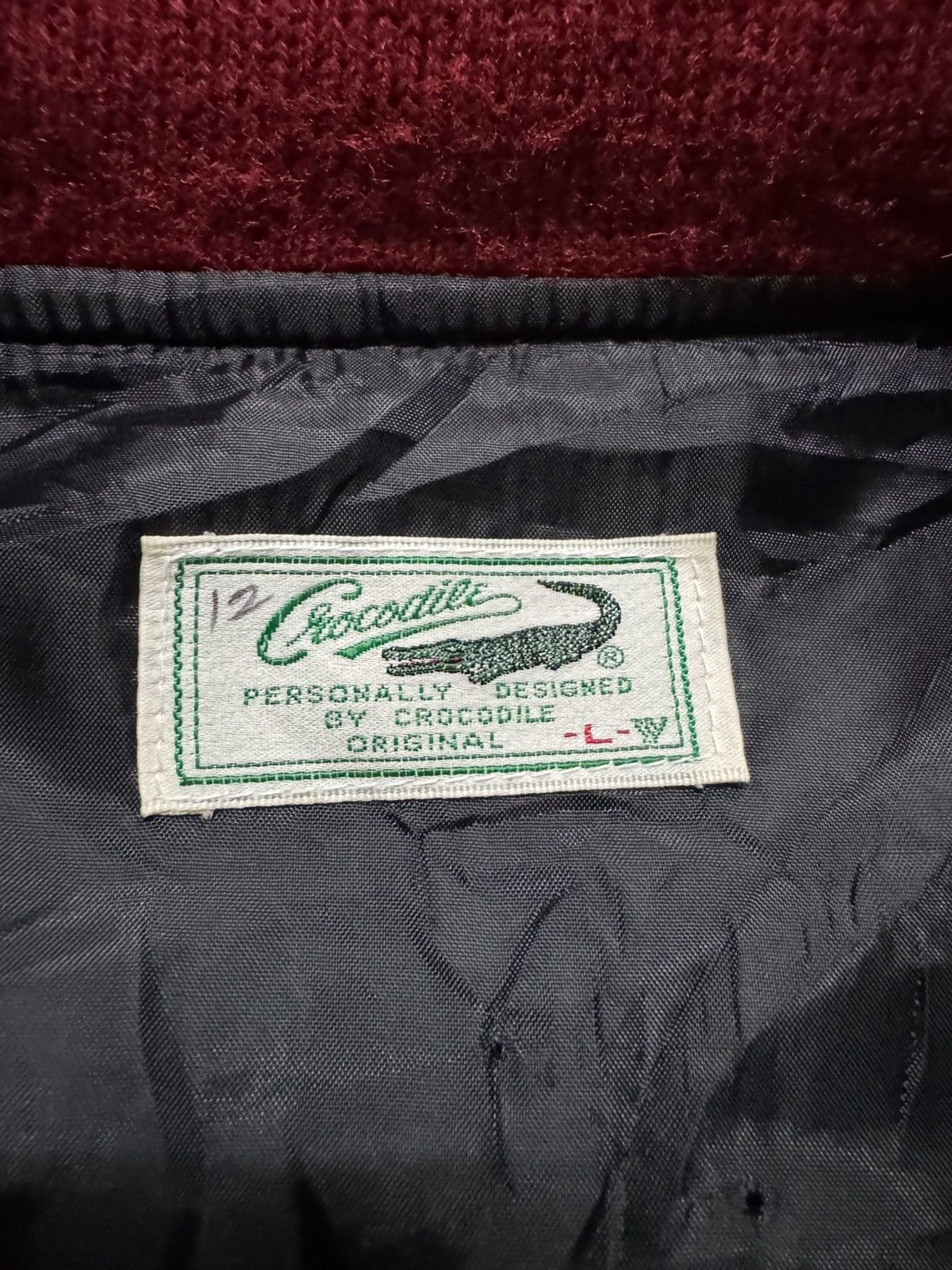 Japanese Brand VINTAGE 1990s CROCODILE NAVY BLUE VARSITY WOOL JACKET Size US L / EU 52-54 / 3 - 12 Thumbnail