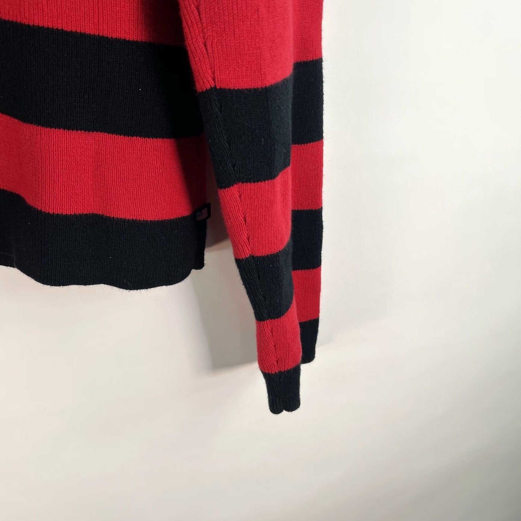 Ralph Lauren VINTAGE Ralph Lauren Polo Jeans Company Striped Sweater Ladies XL Blue Red V-Neck Pullover Knit Shirt Size XL / US 12-14 / IT 48-50 - 4 Thumbnail