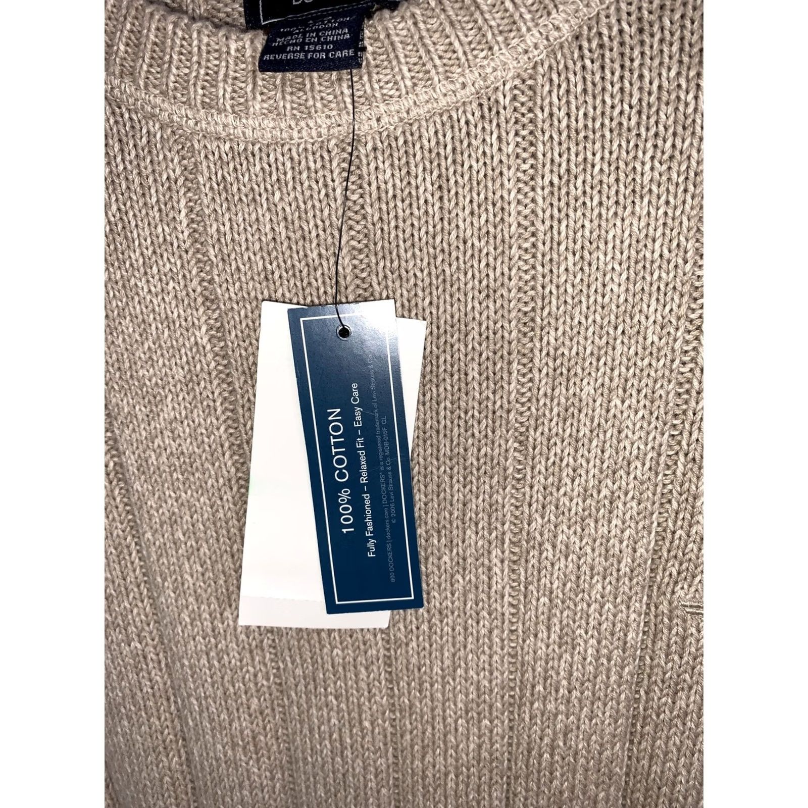Dockers VINTAGE: false Dockers Sweater Crew Neck Knit Long Sleeve Khaki Beige Cotton Men L Regular Pullover Winter Casual Workwear Travel Size US L / EU 52-54 / 3 - 4 Thumbnail