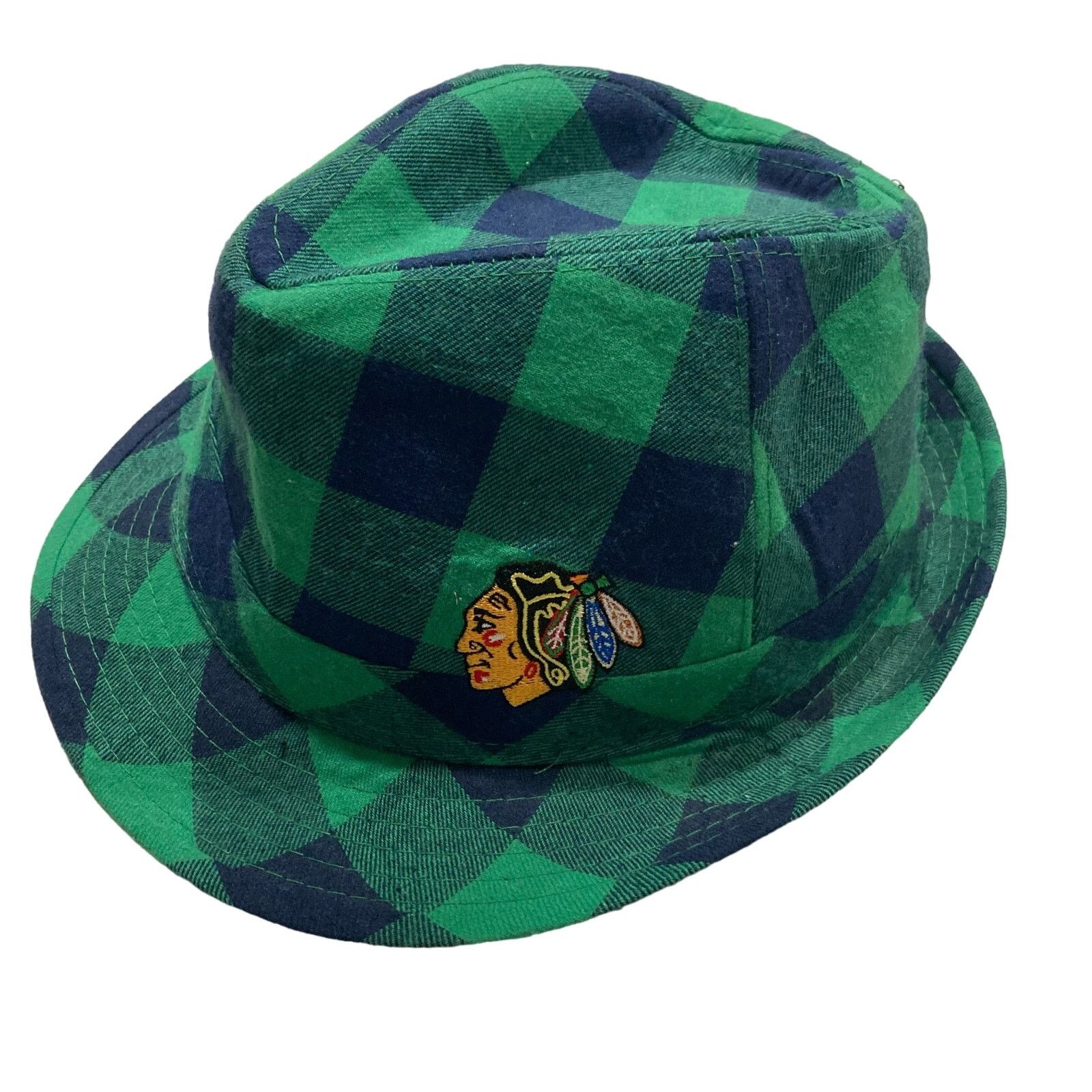NHL Chicago Blackhawks St. Patrick's Day Green Plaid Fedora Hat Size ONE SIZE - 1 Thumbnail