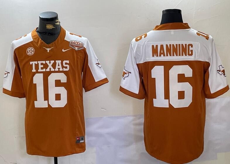 Other Mens Texas Longhorns 16 Arch Manning Orange Jersey Size US M / EU 48-50 / 2 - 3 Thumbnail
