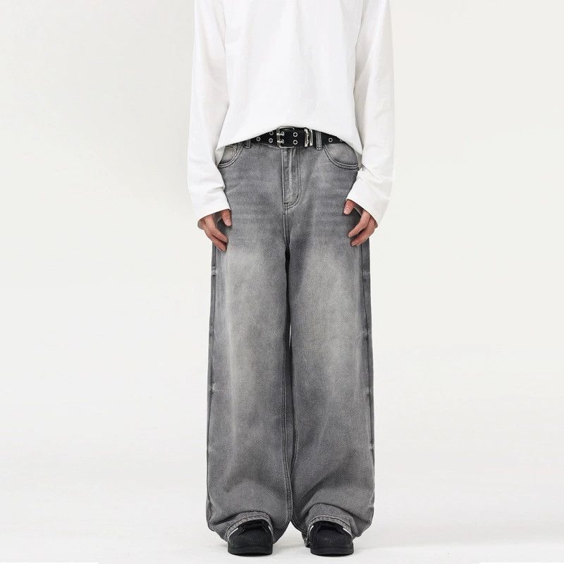 Jean Washed distressed loose straight-leg baggy jeans Size US 32 / EU 48 - 1 Thumbnail