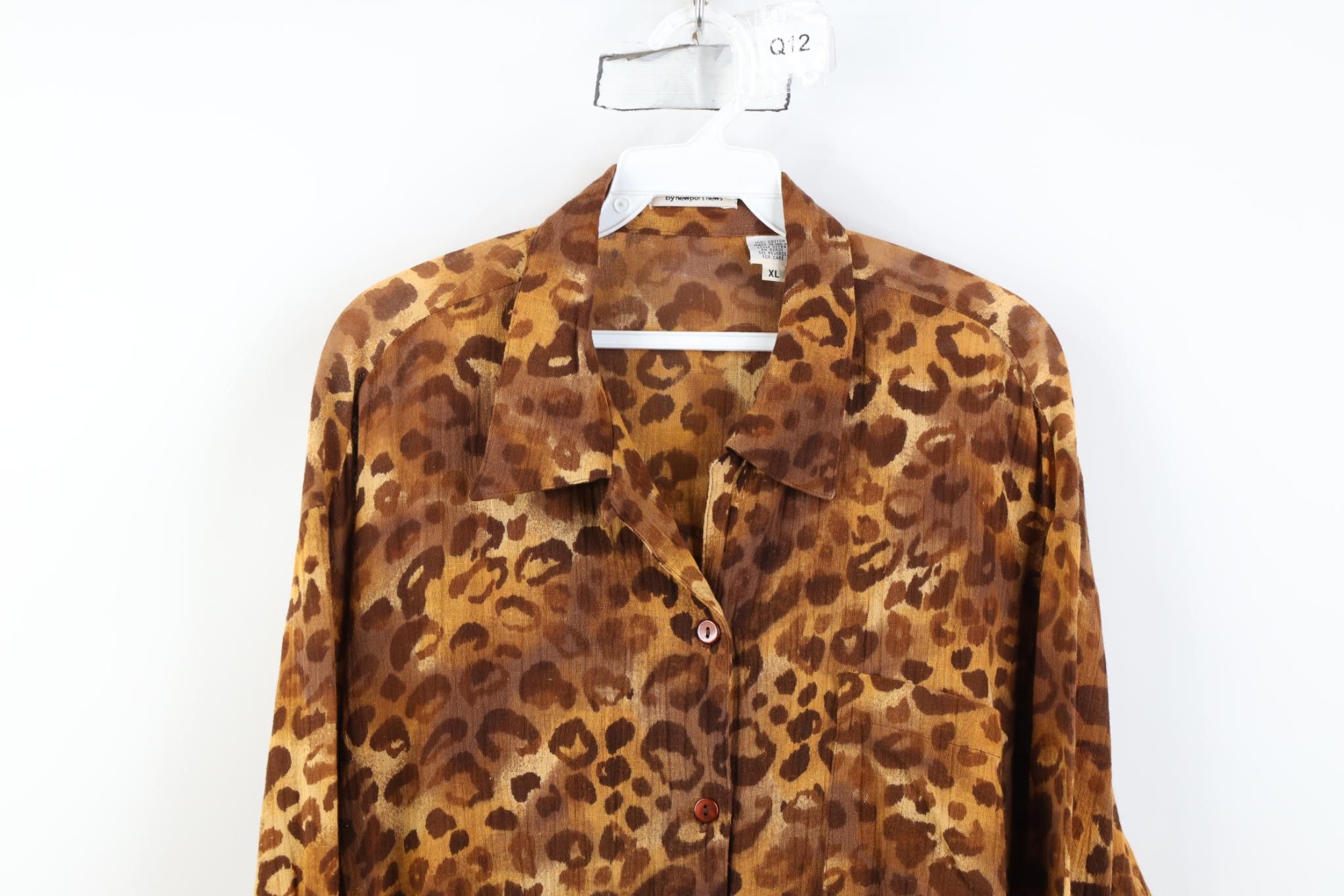 Vintage Vintage 90s Babydoll Cotton Leopard Cheetah Button Shirt Size XL / US 12-14 / IT 48-50 - 2 Thumbnail