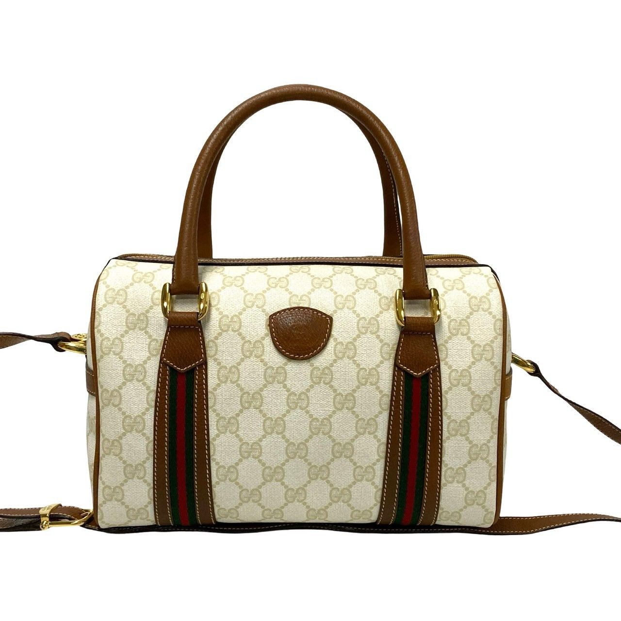 Gucci Gucci GG Supreme Web Boston Bag Leather Crossbody Bag in Great Condition Size ONE SIZE - 1 Thumbnail