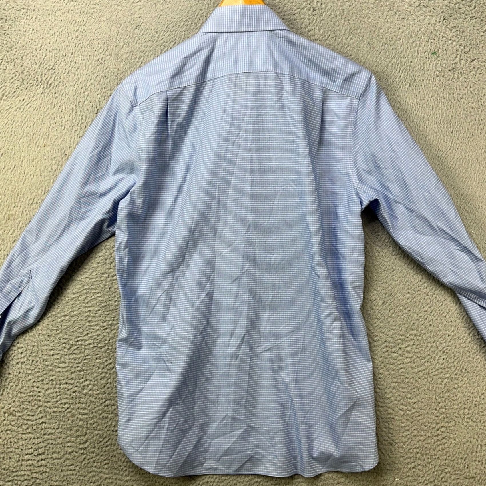 Bonobos Bonobos Shirt Dress Blue Grid Check Regular Fit Mens Long Sleeve Button Cuff Dress Shirt Size 40R - 2 Thumbnail