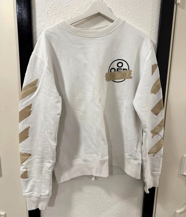 トップス OFF-WHITE Tape Arrow Crewneck XS Off White Tape Arrows Cotton Sweatshirt White | ONU