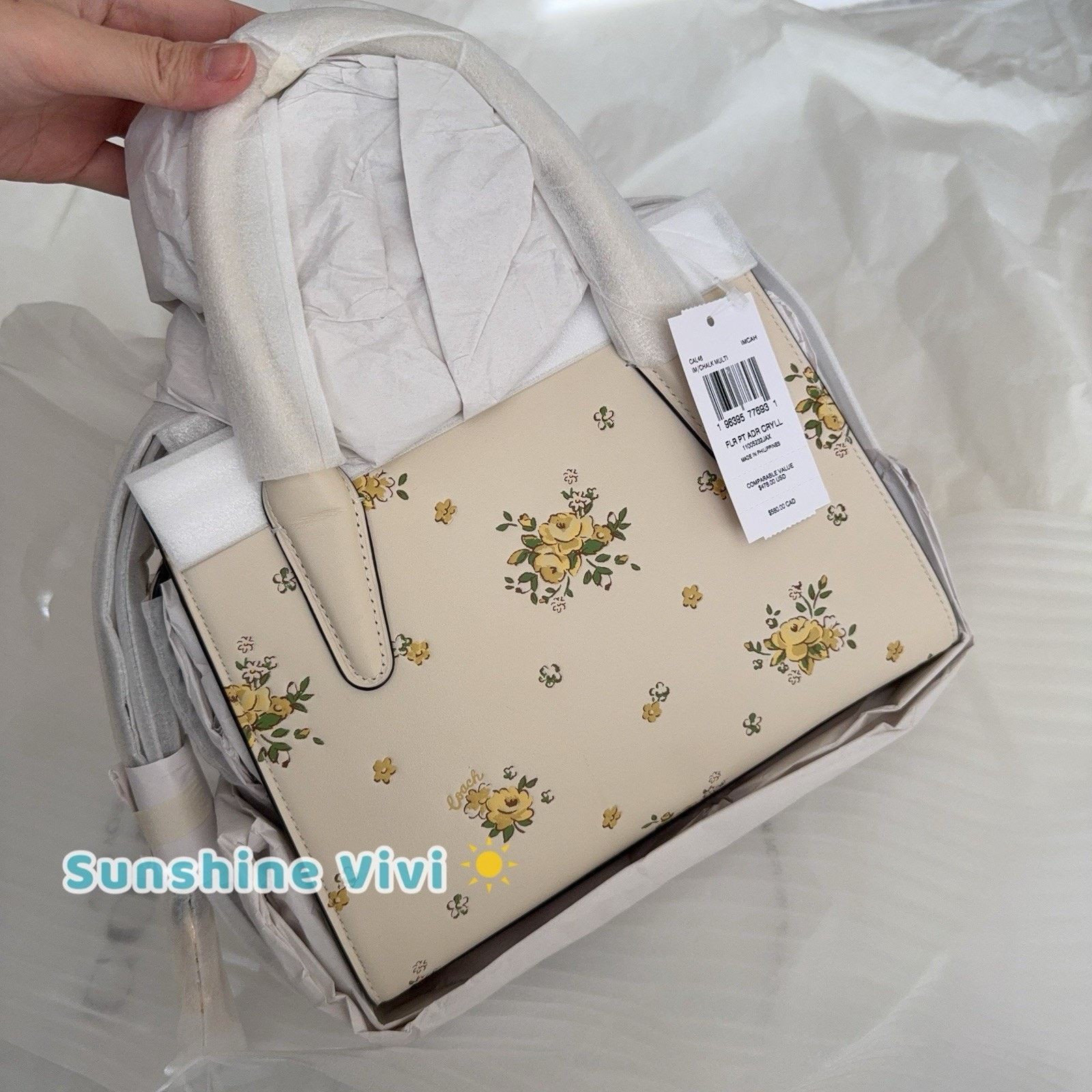 Coach NWT COACH Andrea Carryall Bag Floral CAL46 Gold/Chalk Multi Size ONE SIZE - 8 Thumbnail