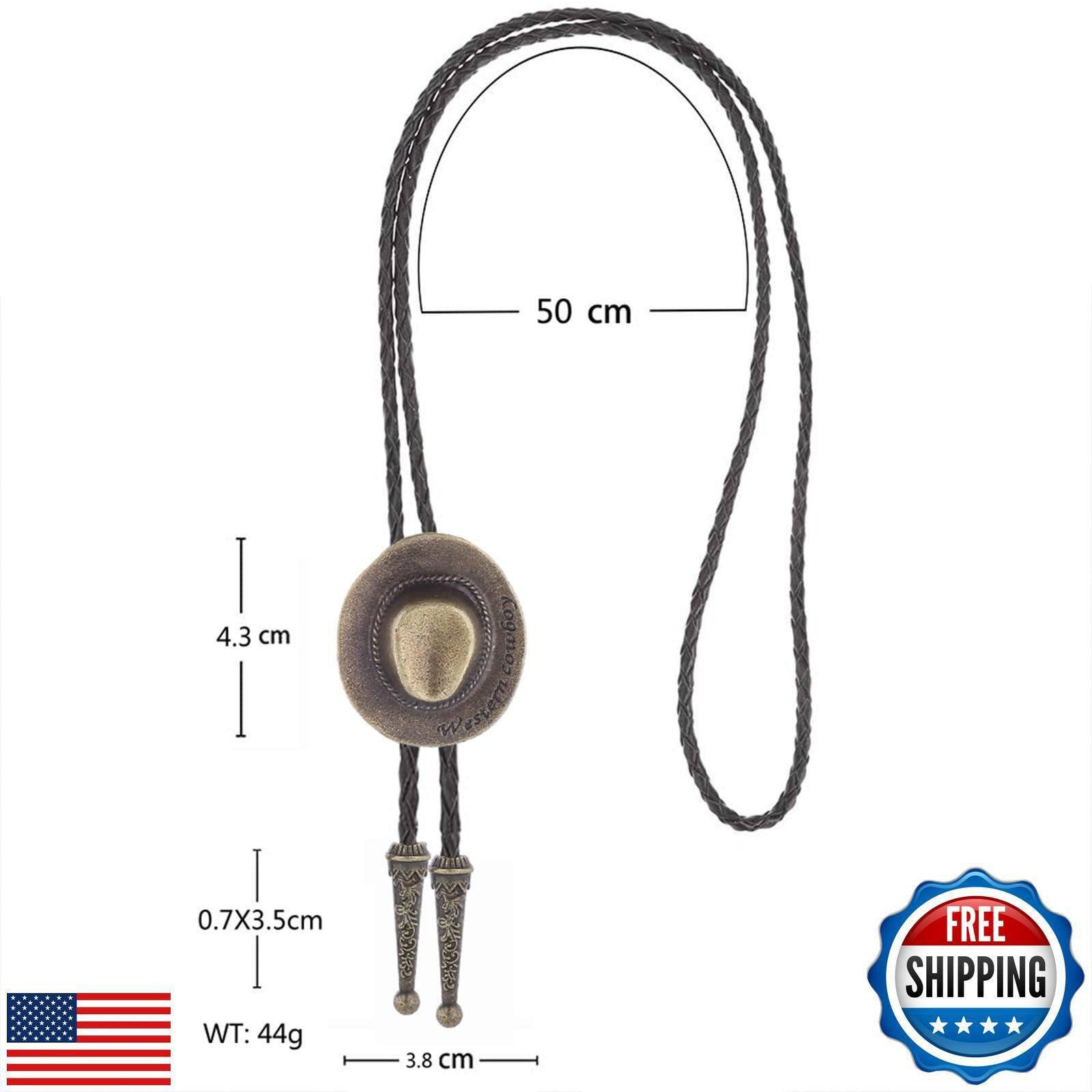 Designer Western Vintage Bolo Tie Leather Necktie Cowboy Hat New Size ONE SIZE - 4 Thumbnail