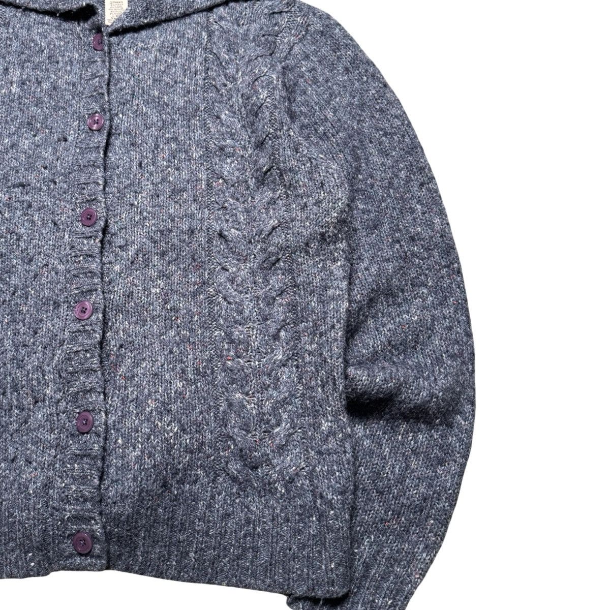 L.L. Bean LL Bean Cardigan Women M Wool Blend Cable Knit Sweater Size M / US 6-8 / IT 42-44 - 2 Thumbnail