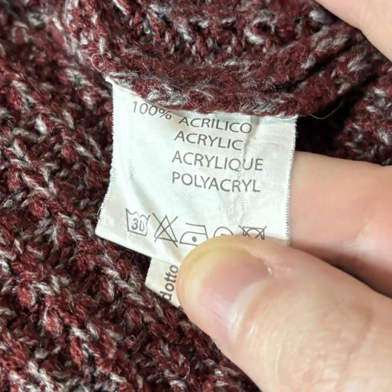 Vintage Burgundy & Grey Textured Knit 100% Acrylic Sweater - L Size US L / EU 52-54 / 3 - 4 Thumbnail