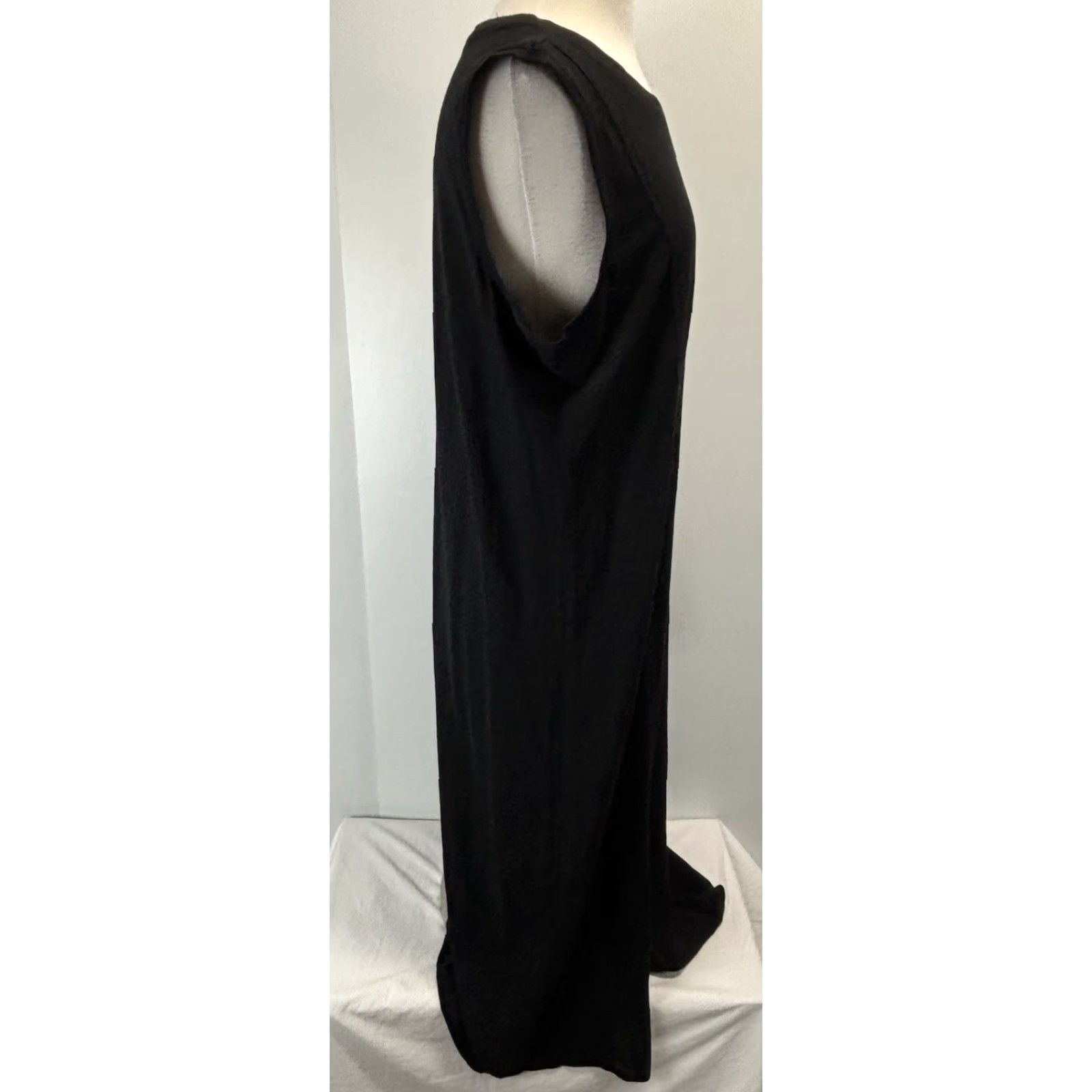 Chicos Maxi Dress Black Sleeveless Slub Casual Comfort Shift 12/14 Women  Adults Summer Spring Fall