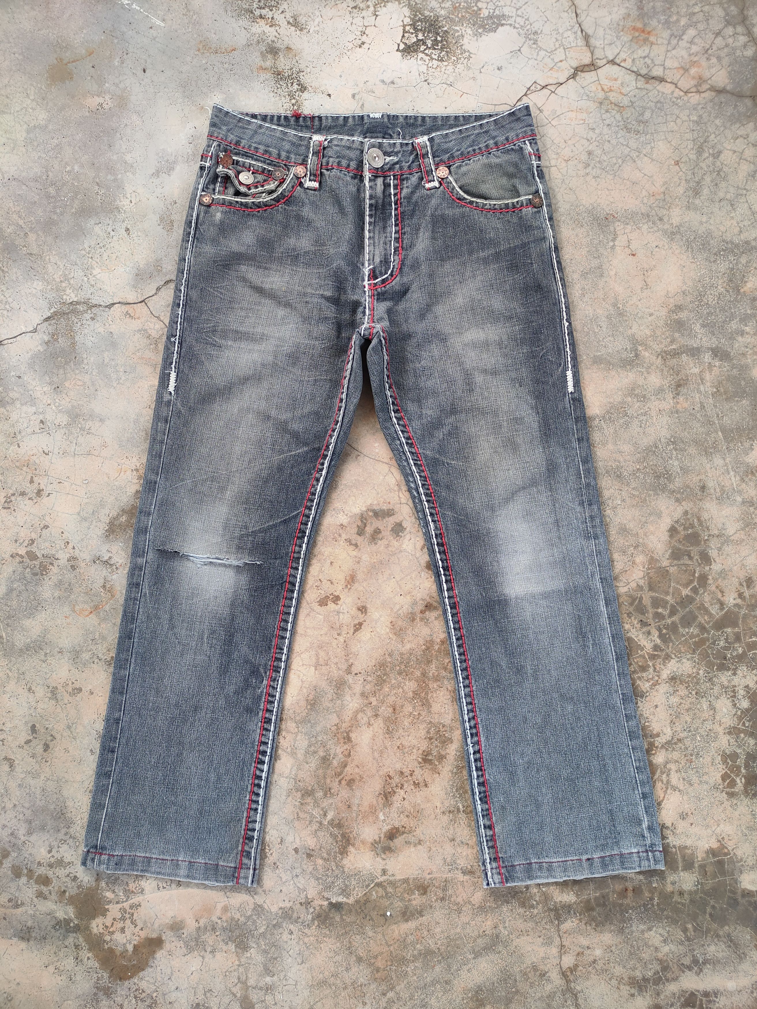 Japanese Brand W33 VINTAGE ROUGH RIDER FADED DISTRESSED DENIM JEAN PANTS Size US 33 - 1 Thumbnail