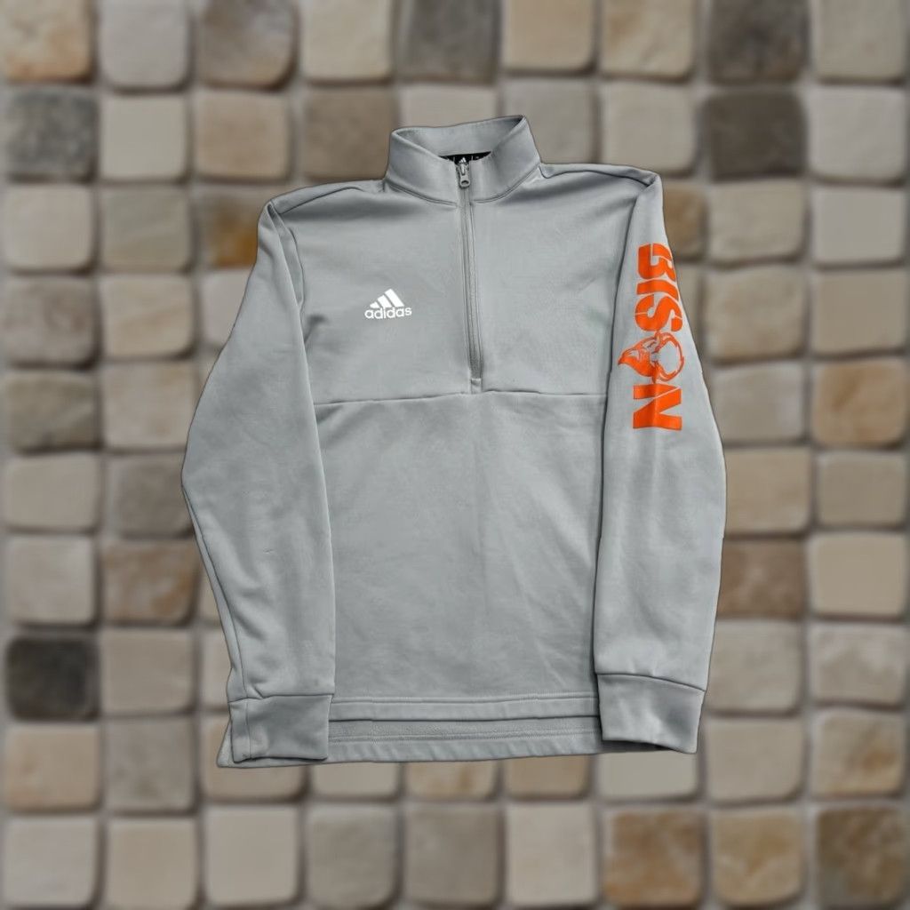 Adidas Adidas Sweatshirt Mens Small Gray Aeroready Bison Logo Fleece Lined Half Zip Size US S / EU 44-46 / 1 - 1 Thumbnail