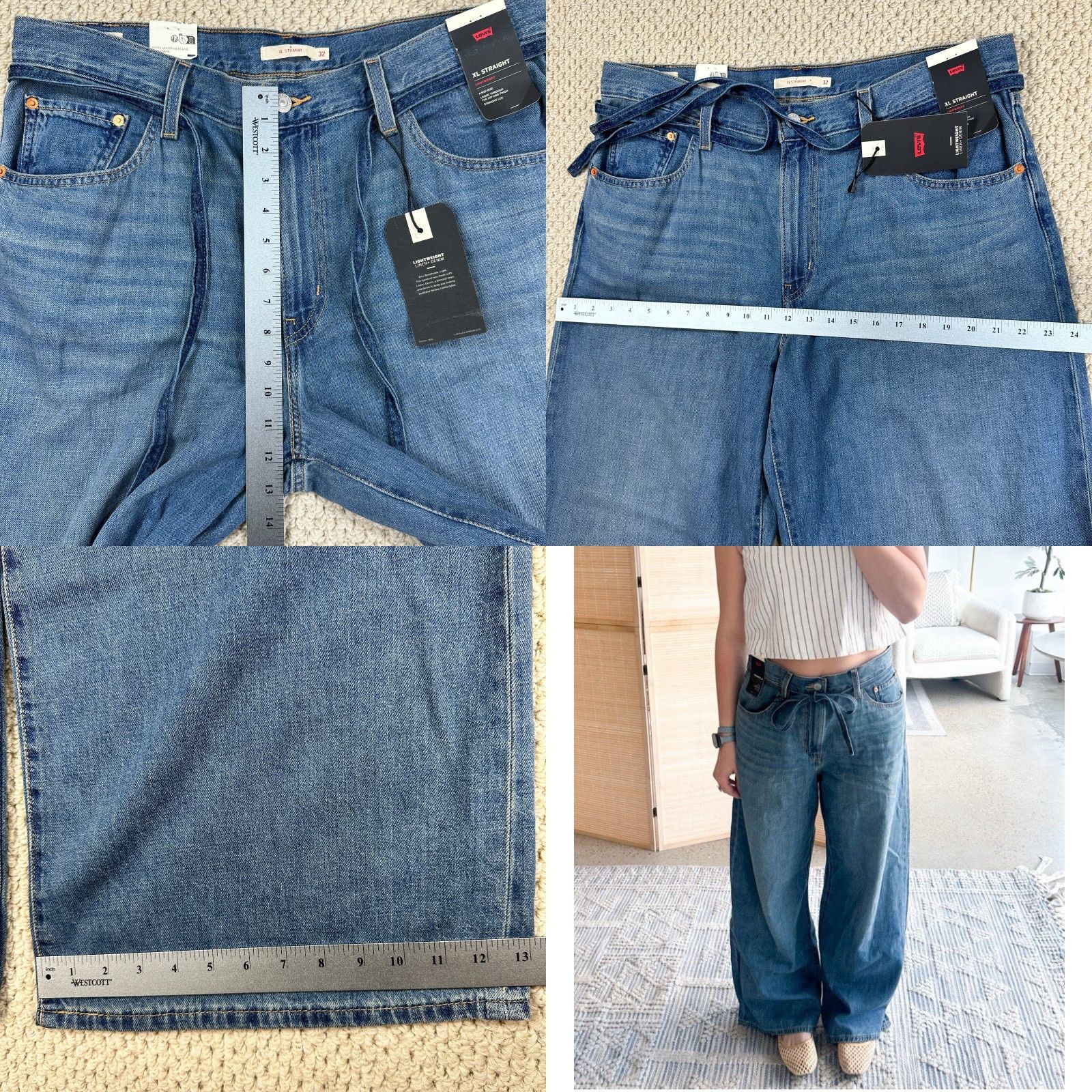 VINTAGE Levis XL Straight Jeans Women 32x31 Blue Denim Cotton Linen Wide Leg Baggy - Levi's Jeans - 80s Grunge Retro USA Mens?