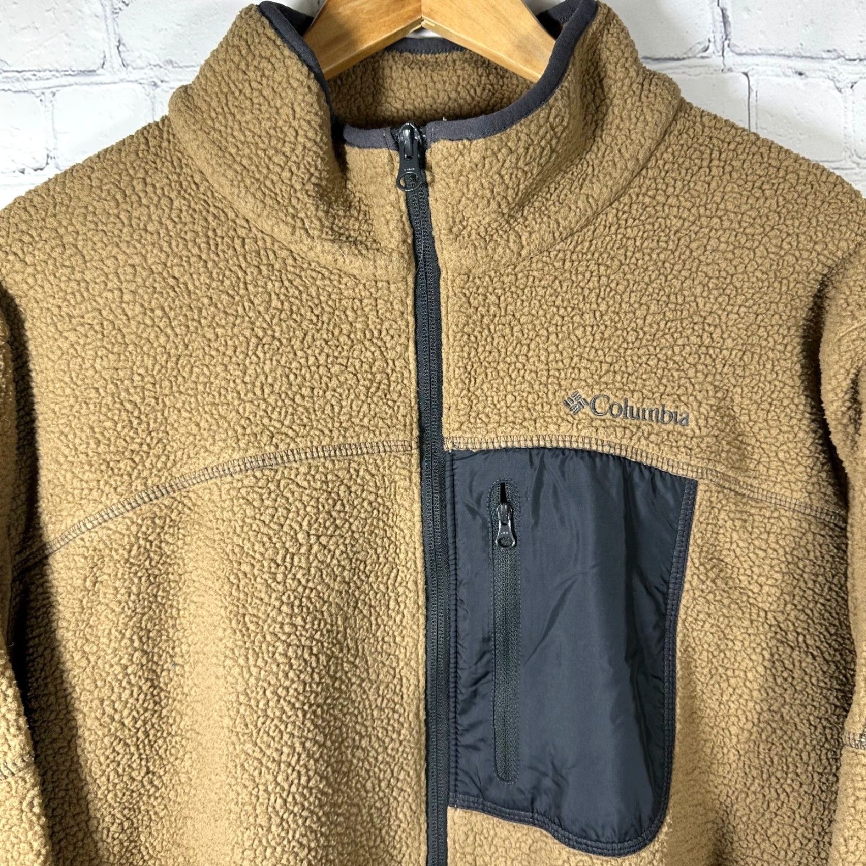 Vintage Columbia Mens Sherpa Fleece Jacket Tan Brown Full Zip Stand-Up Collar XL Size US XL / EU 56 / 4 - 3 Thumbnail