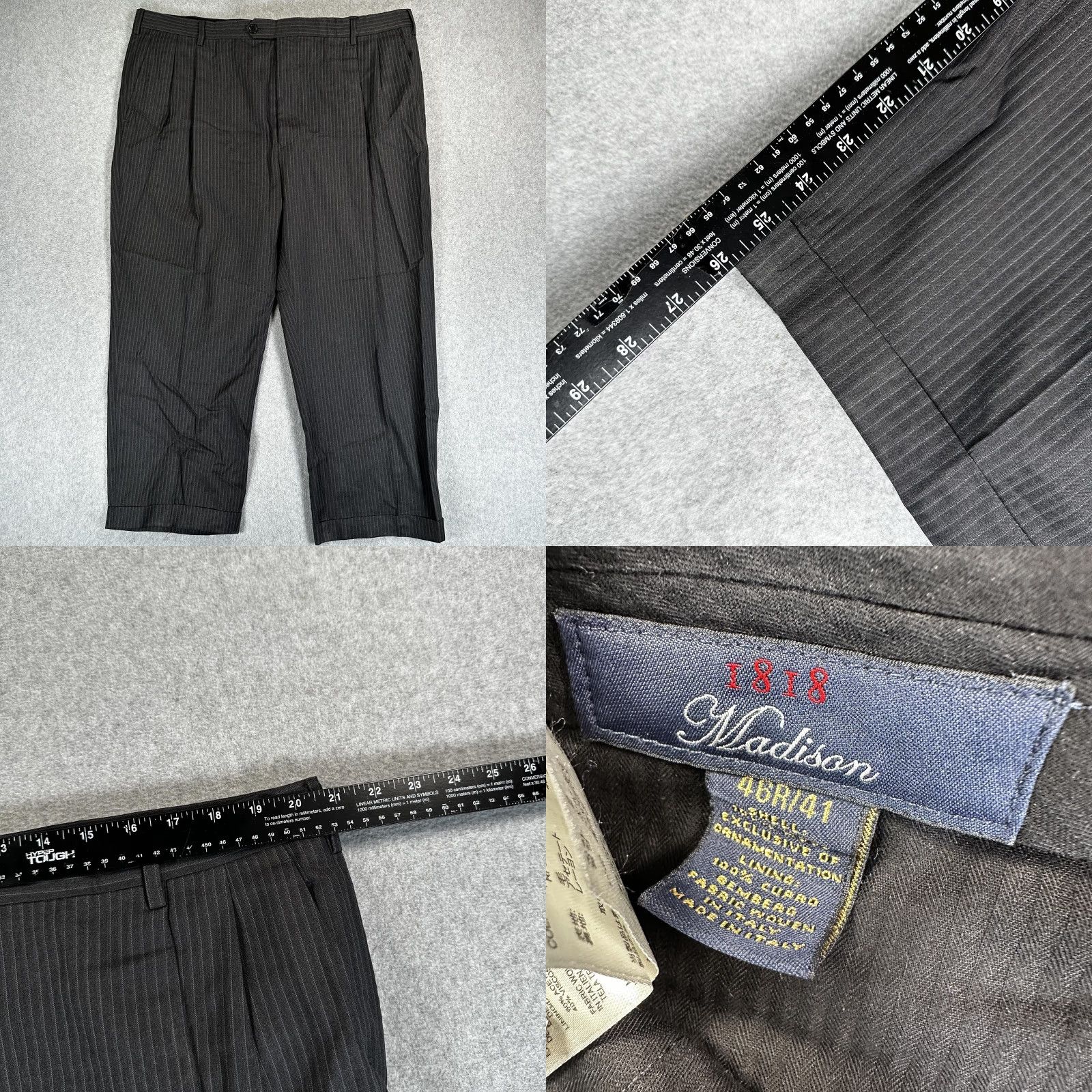 Brooks Brothers VINTAGE Brooks Brothers 1818 Madison Suit Blazer Pants Mens 46 2 Piece Wool Gray Striped Italy Size 46R - 9 Thumbnail