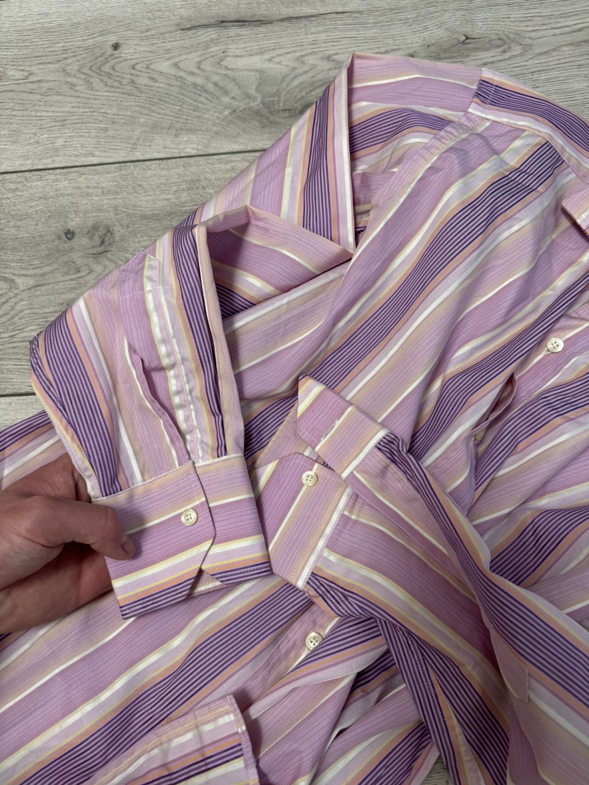 Etro Etro men’s long sleeve button up striped shirt size 39 pink Size US S / EU 44-46 / 1 - 7 Thumbnail