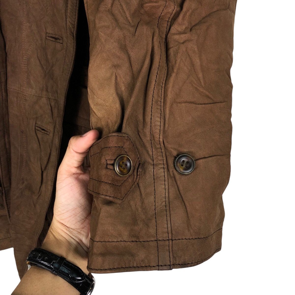 Japanese Brand 📌Mink Fur Collar Leather Jacket Xing The Basic Issey Miyake Size US M / EU 48-50 / 2 - 16 Thumbnail