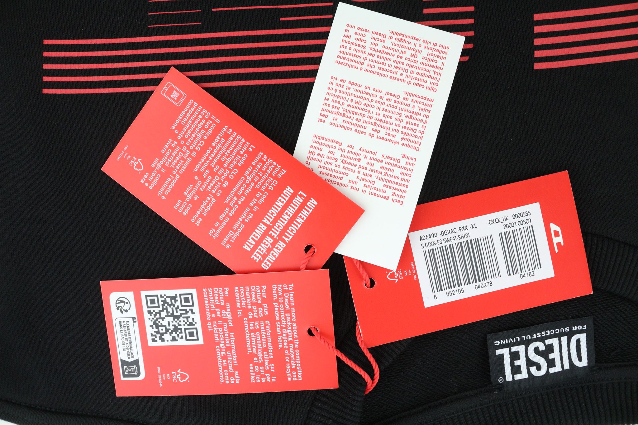 Diesel S-GINN-E3 XL Crew Neck Long Sleeve Logo 40352 Size US XL / EU 56 / 4 - 5 Thumbnail