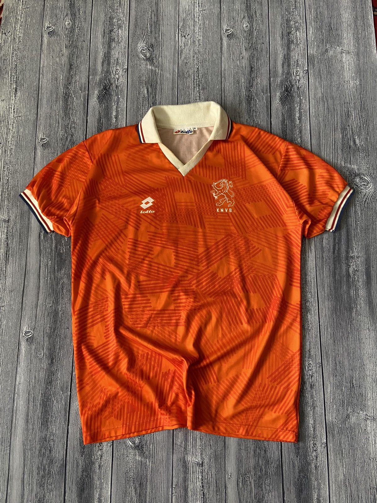 image of Netherlands 19931994 Home Football Shirt Soccer Jersey Lotto in Orange, Men's (Size XL)