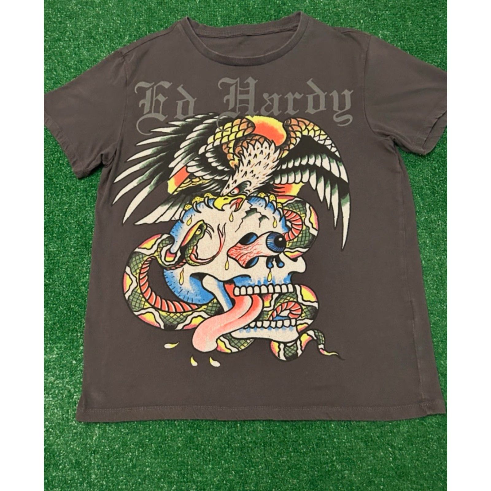 Ed Hardy VINTAGE Ed Hardy Shirt Men's Small Gray T-Shirt Skull Wings Tattoo Retro Grunge Punk Y2K Hip Hop Vintage Grunge Mens S Size US S / EU 44-46 / 1 - 4 Thumbnail